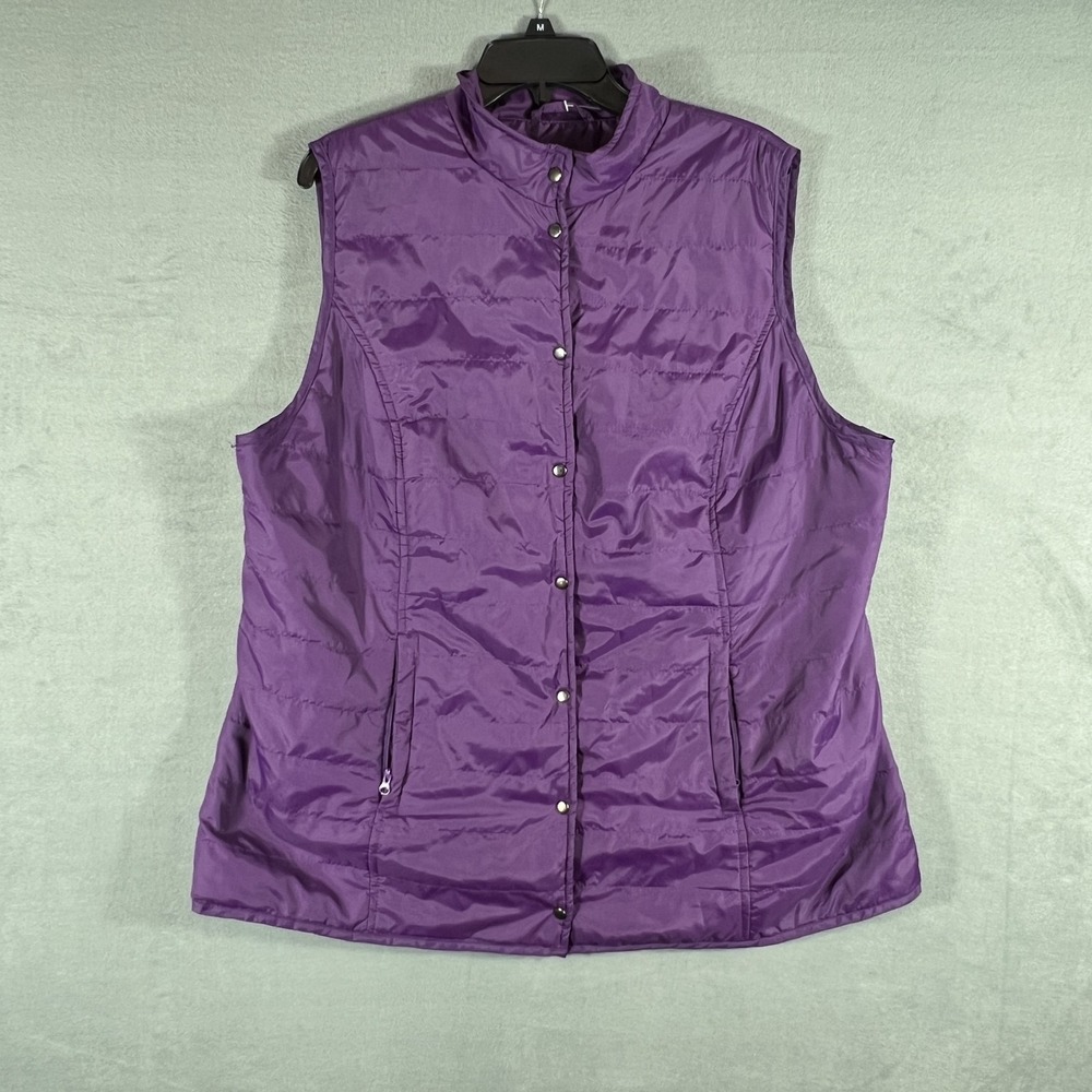 Avenue Women's Plus Size 18/20 Purple‎ Quilted Puffer Vest Snap Zip Pockets